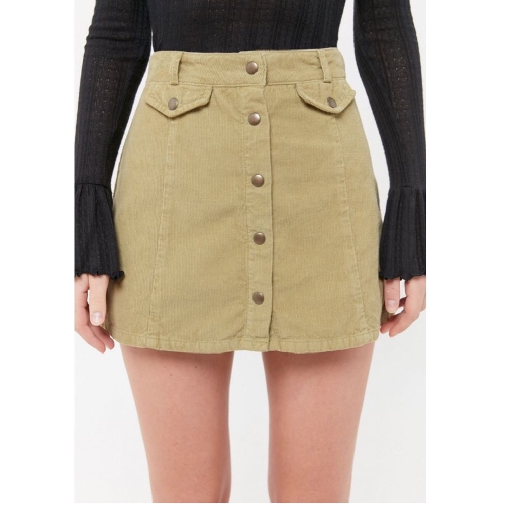 UO BDG Selma Corduroy Button-Front Mini Skirt
